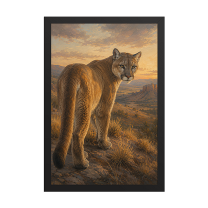 Mountain Lion Sunset Pride Framed Poster