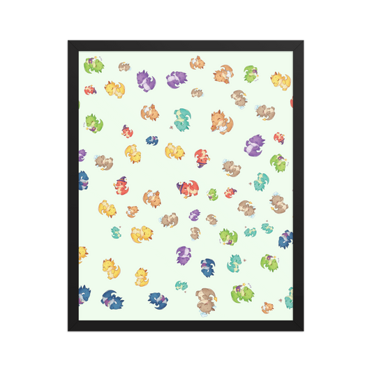 Character Pattern Poster with Repeating Illustrated Creatures