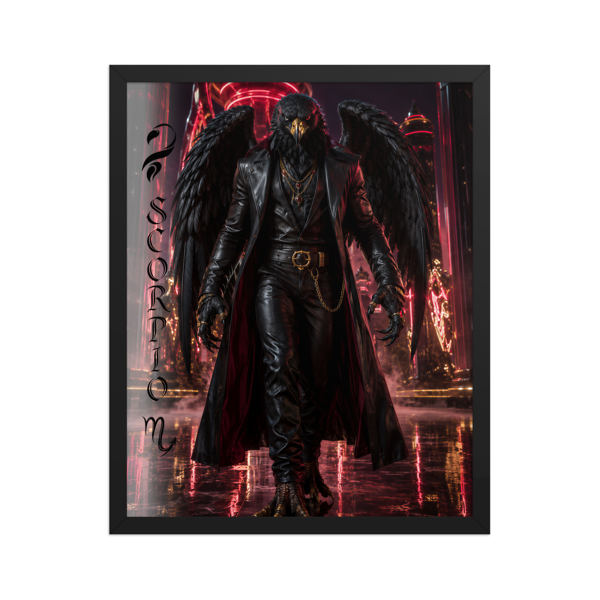 Scorpio man black eagle framed poster