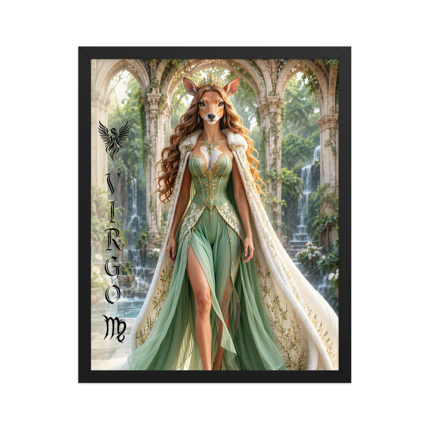Virgo woman deer queen framed poster