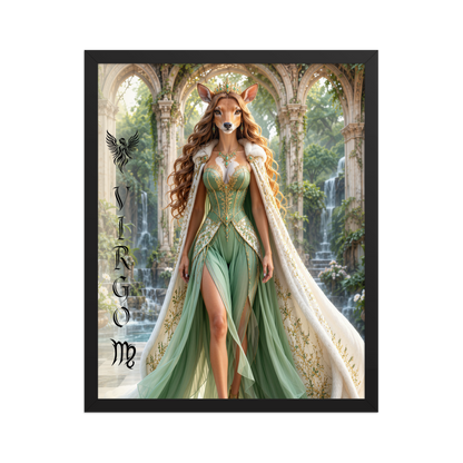 Virgo woman deer queen framed poster