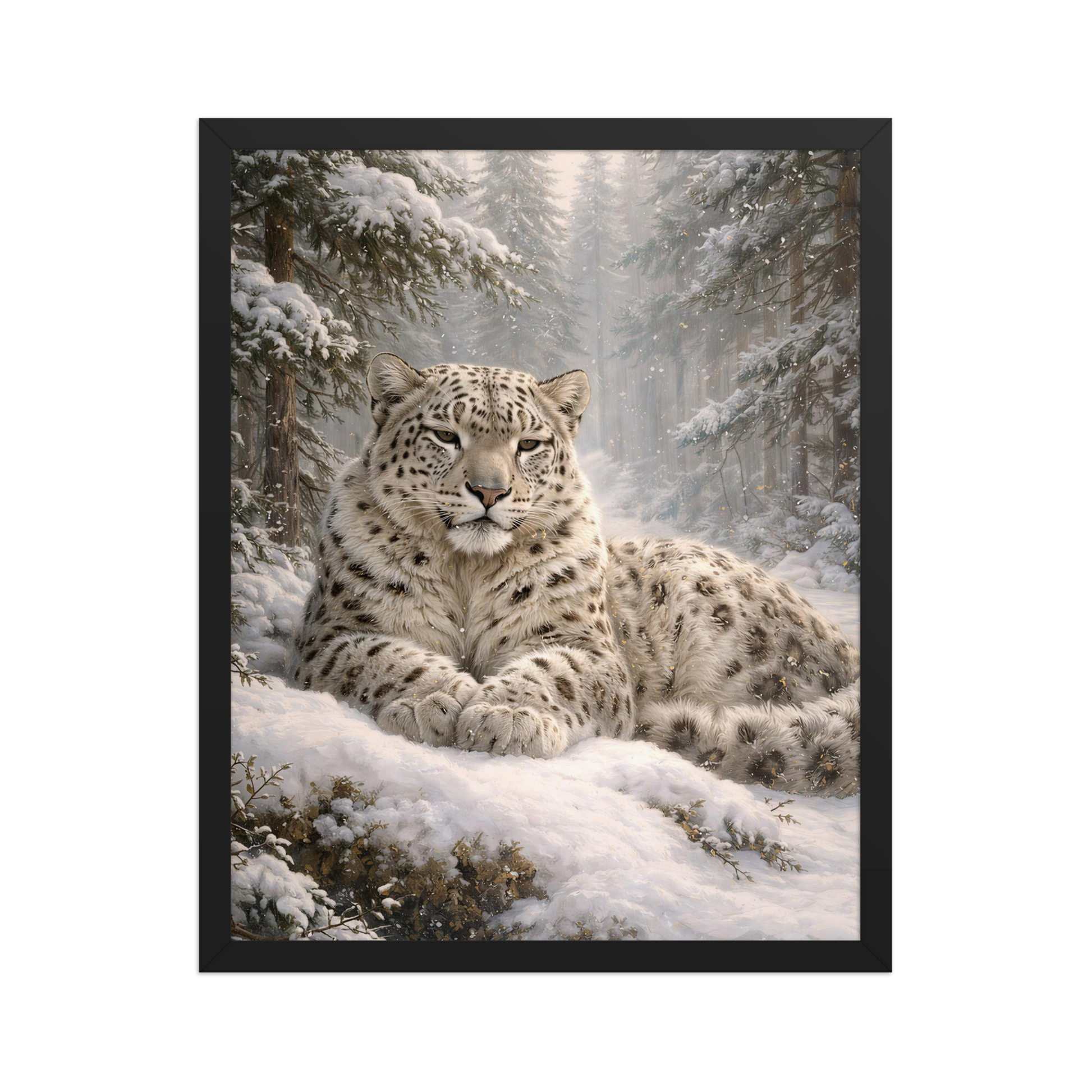 Snow Leopard Winter Calm Framed Poster