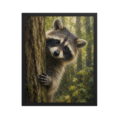 Raccoon Curiosity Framed Poster