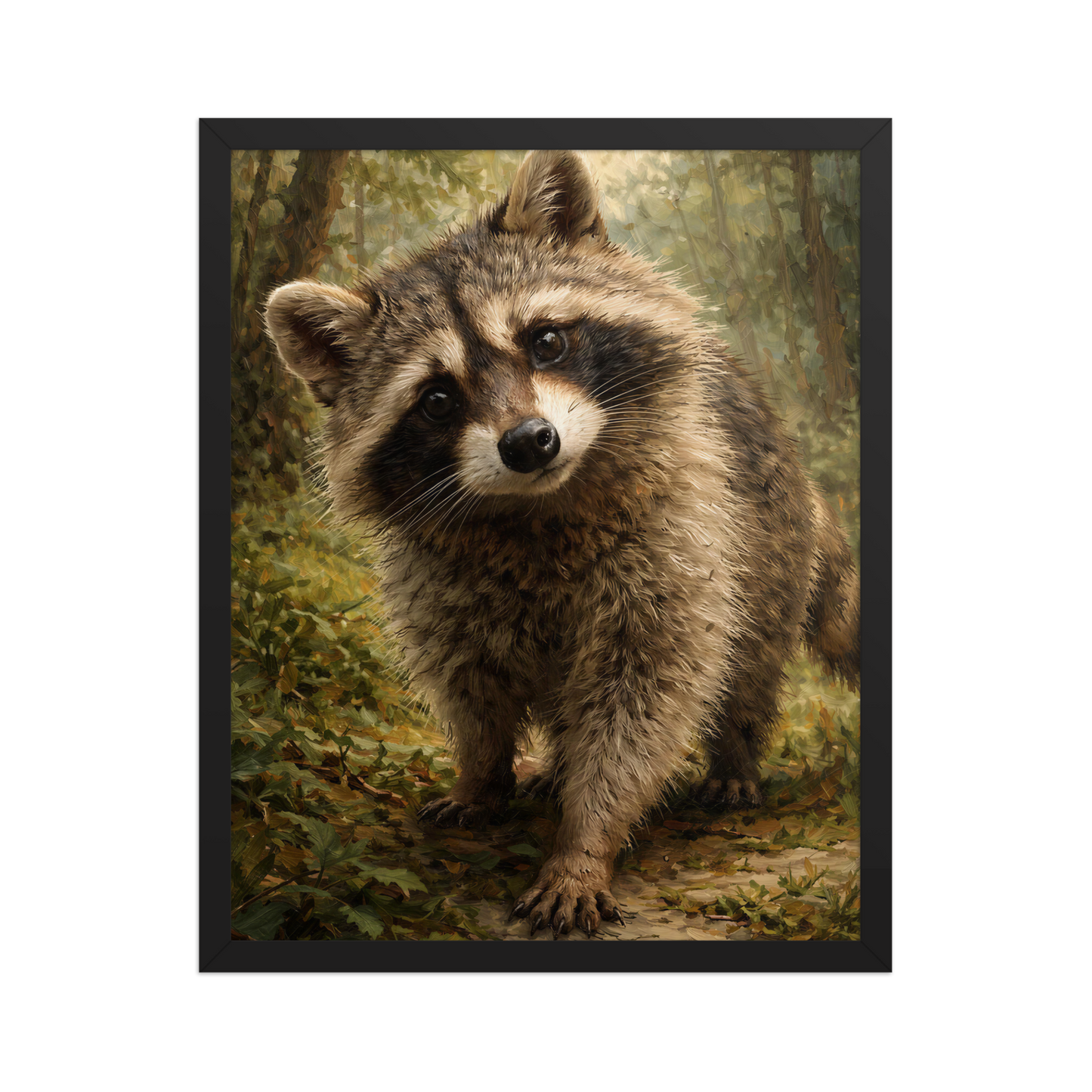 Raccoon Forest Curiosity Framed Poster