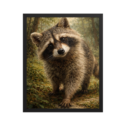 Raccoon Forest Curiosity Framed Poster
