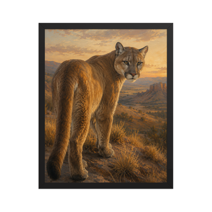 Mountain Lion Sunset Pride Framed Poster