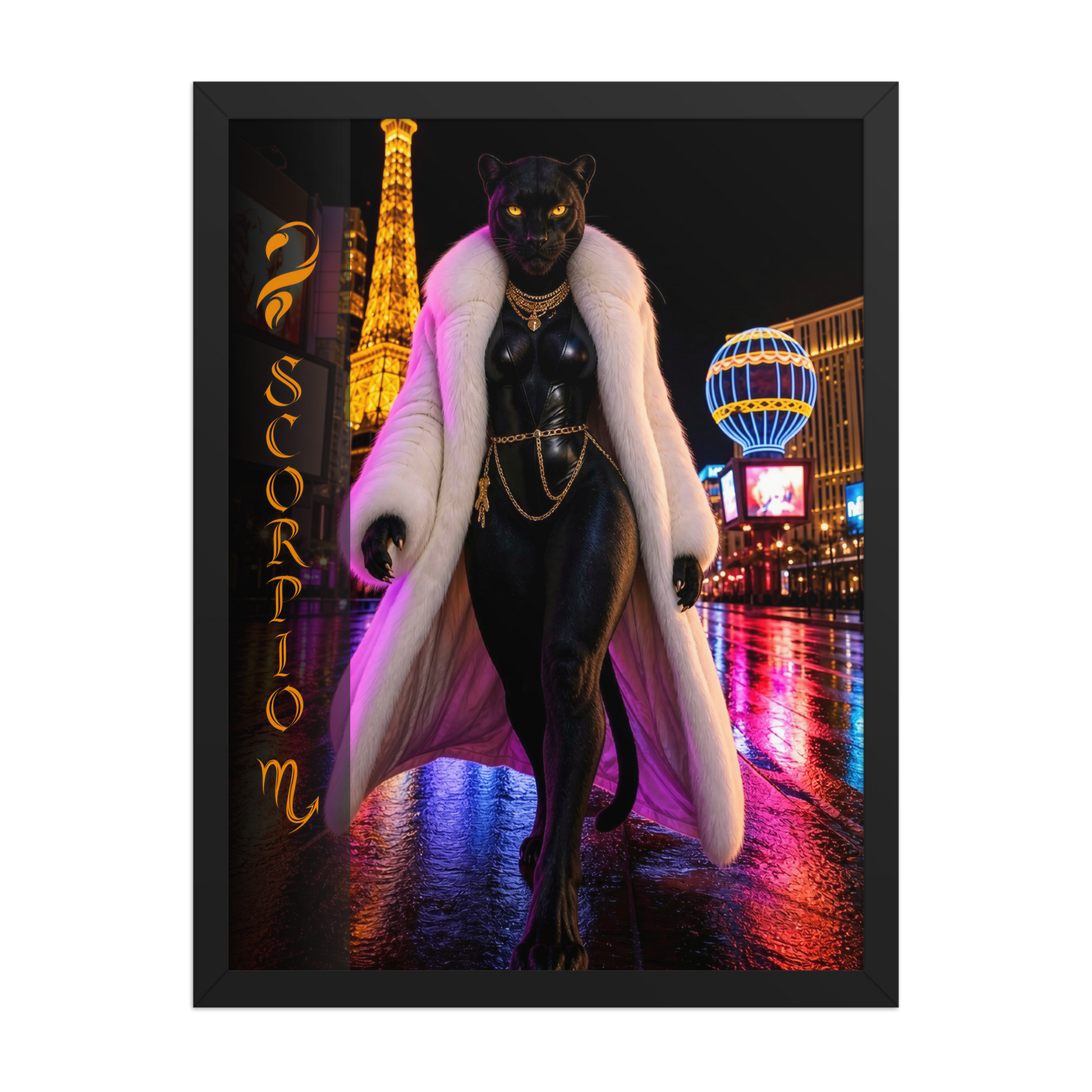 Scorpio Woman Black Panther Framed Poster