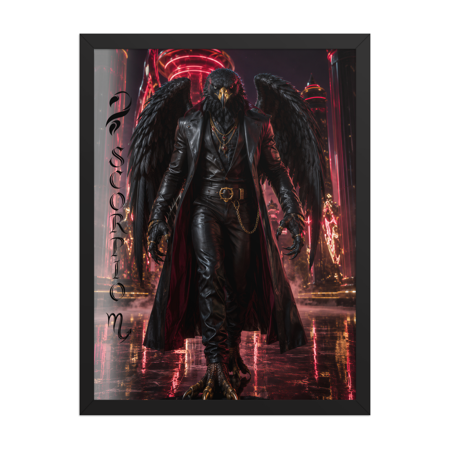 Scorpio man black eagle framed poster