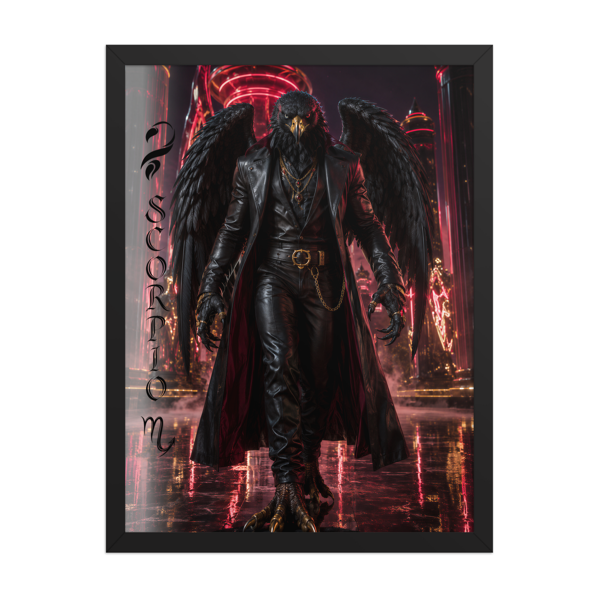 Scorpio man black eagle framed poster