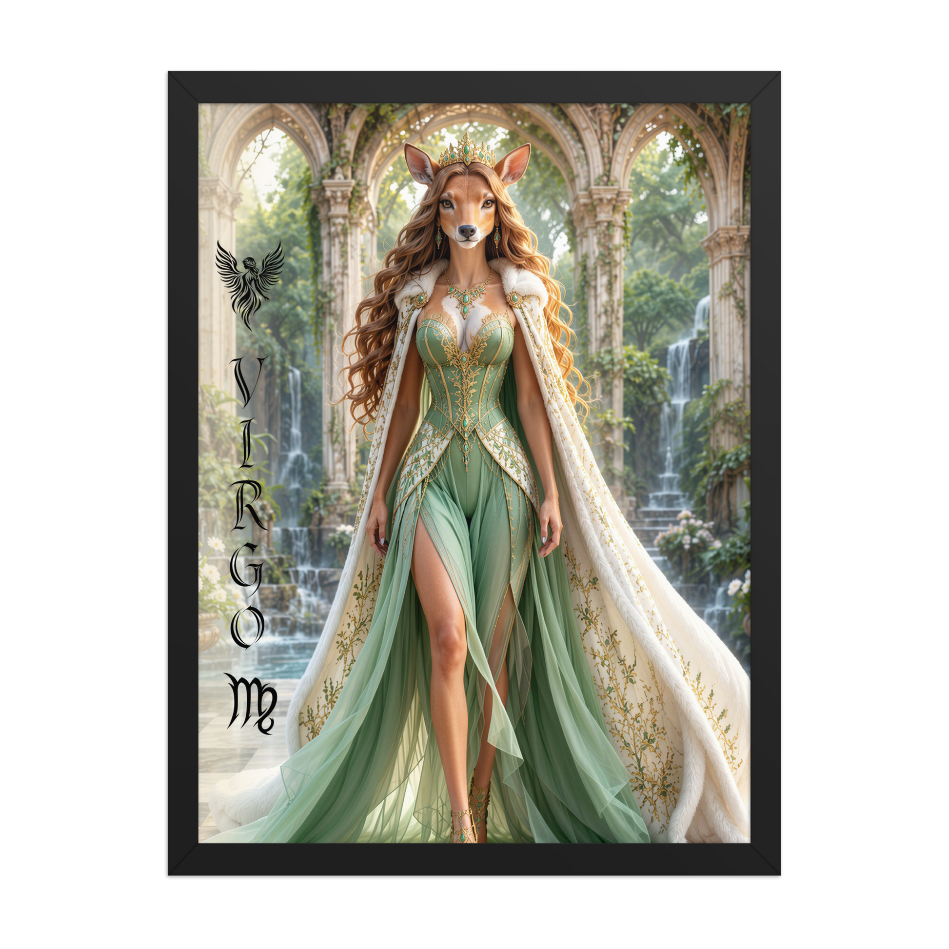 Virgo woman deer queen framed poster