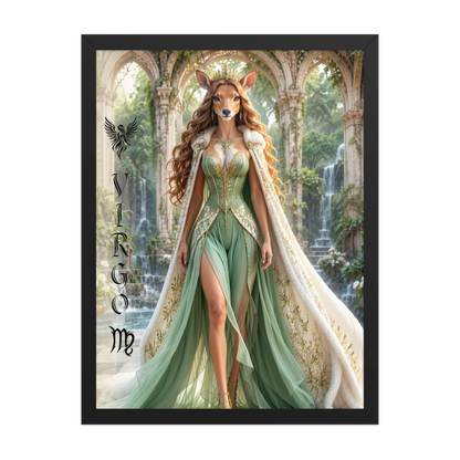 Virgo woman deer queen framed poster