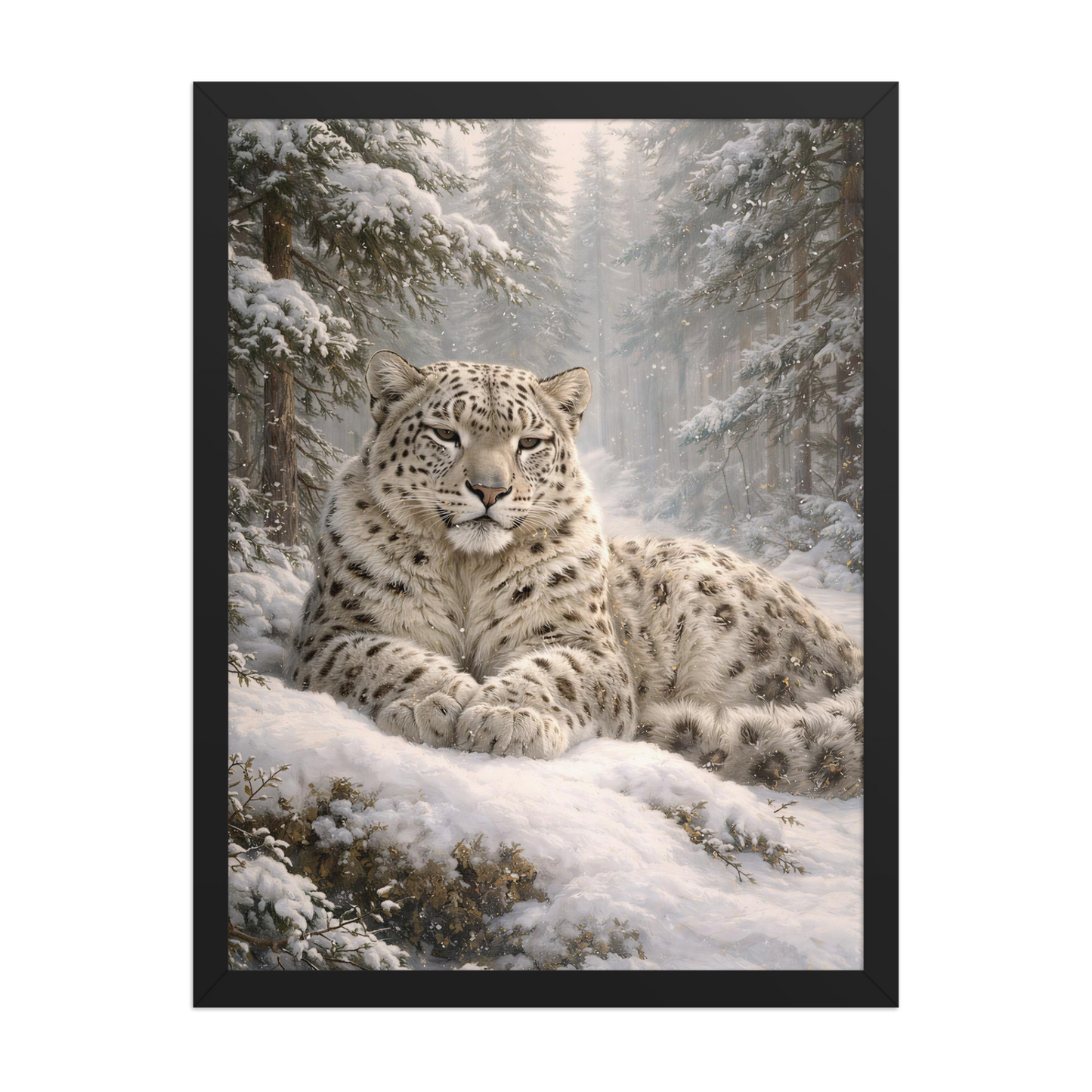 Snow Leopard Winter Calm Framed Poster