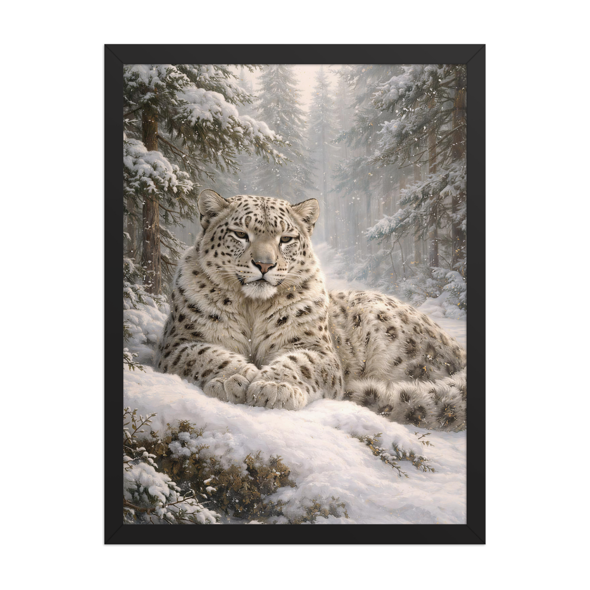 Snow Leopard Winter Calm Framed Poster