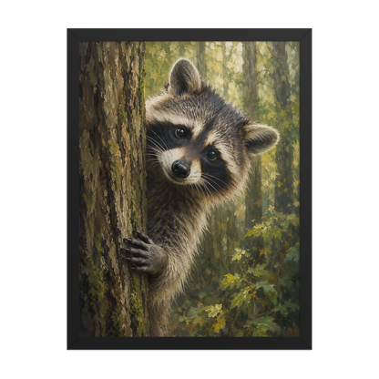 Raccoon Curiosity Framed Poster