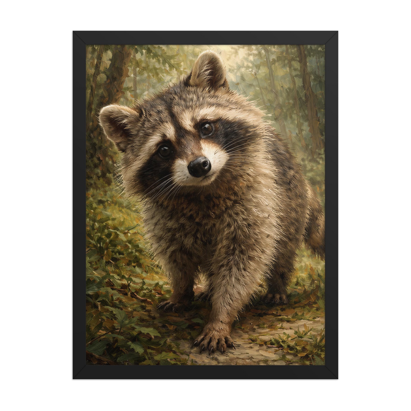 Raccoon Forest Curiosity Framed Poster