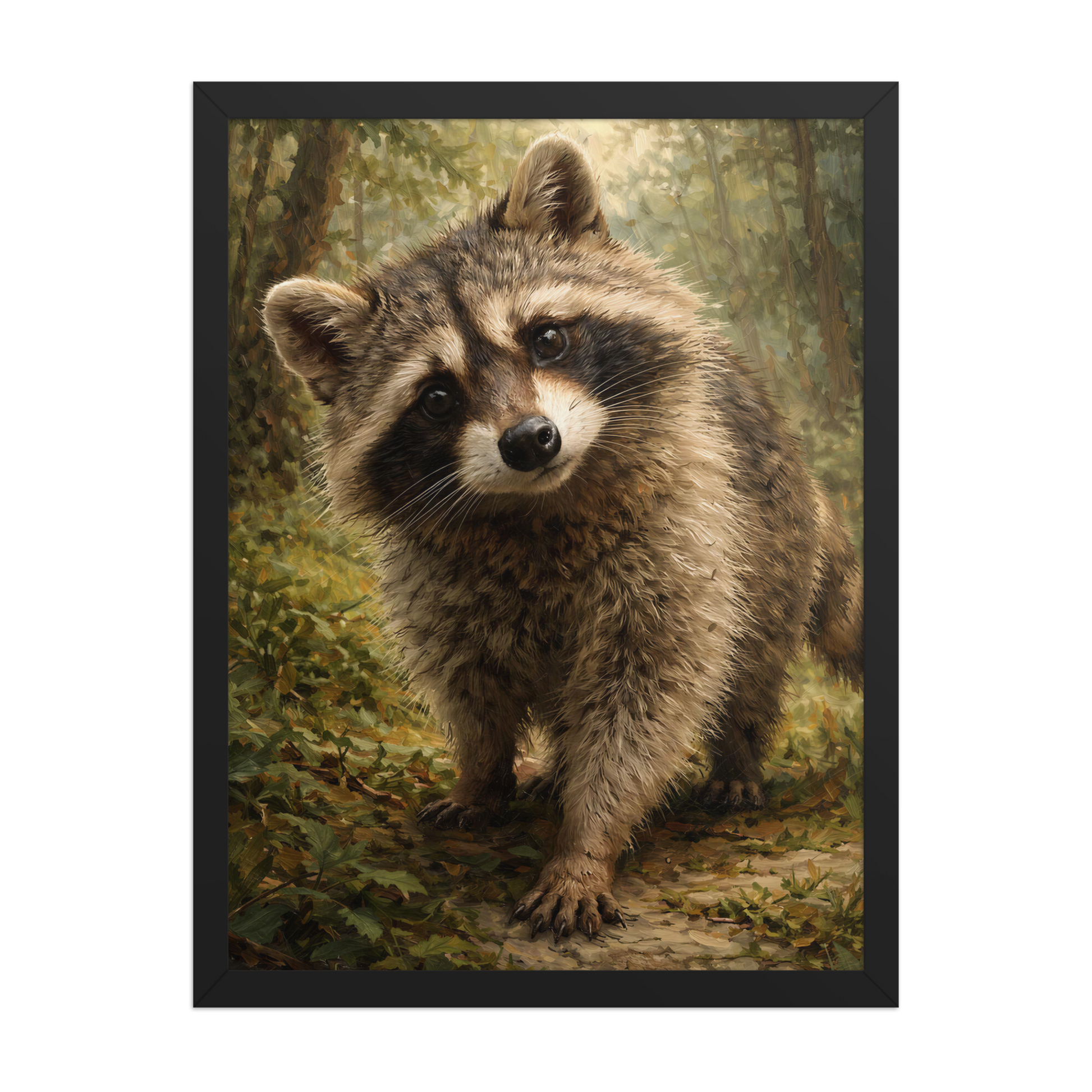 Raccoon Forest Curiosity Framed Poster