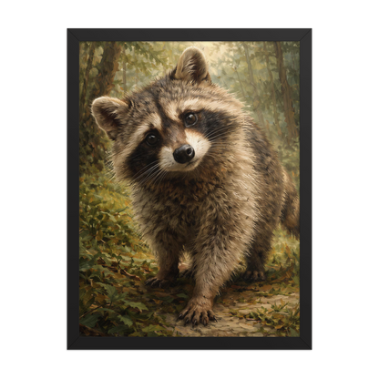 Raccoon Forest Curiosity Framed Poster