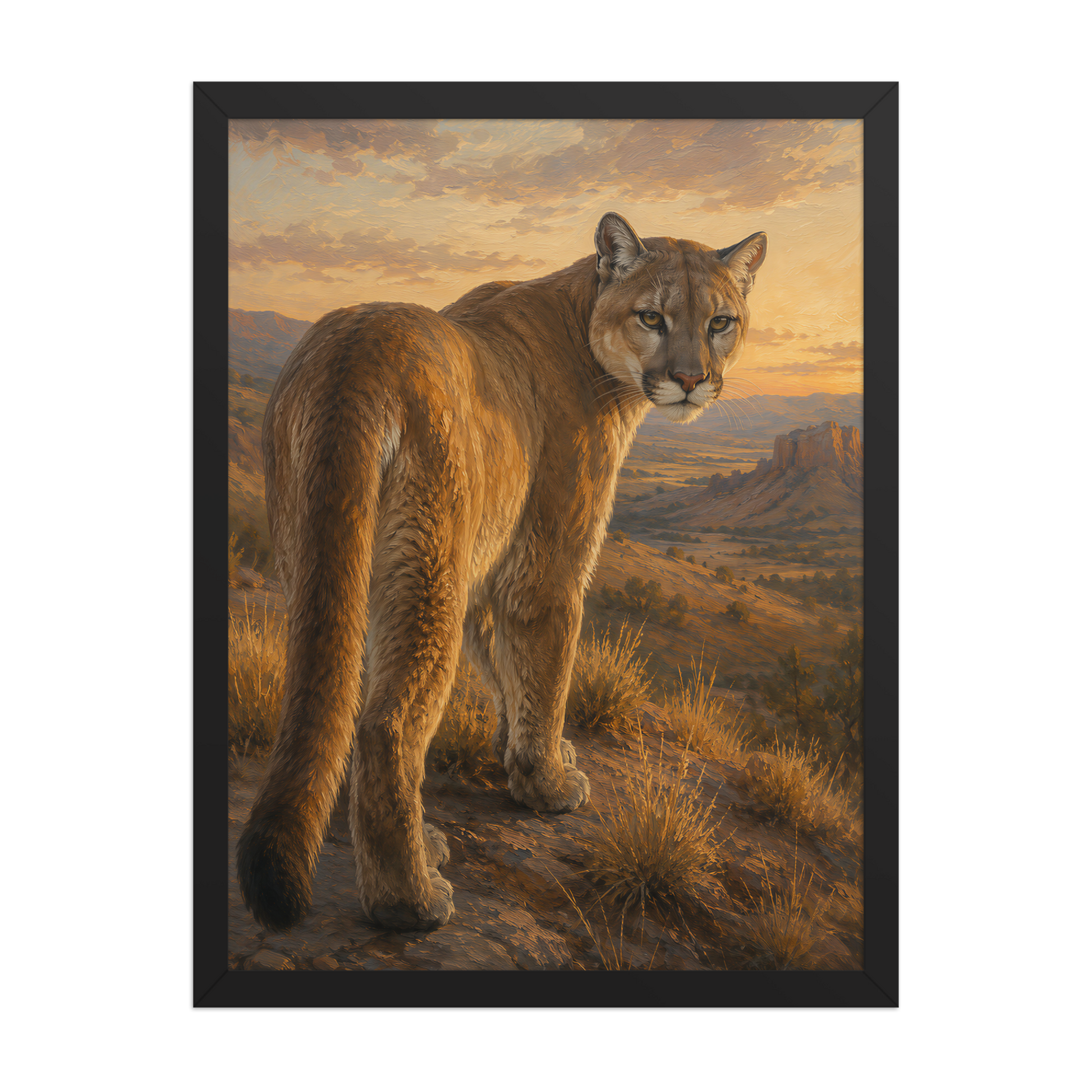 Mountain Lion Sunset Pride Framed Poster