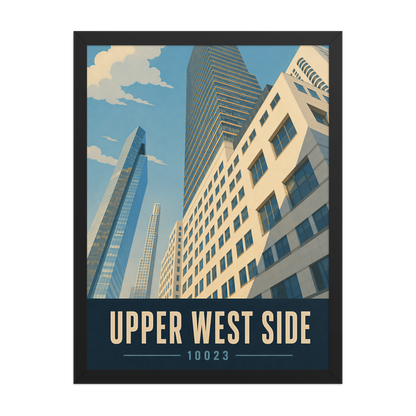 Framed Upper West Side Manhattan glass tower poster with 10023 zip code