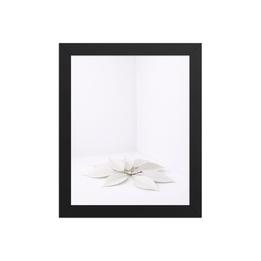 White botanical leaves wall art print, minimalist nature poster for calm neutral interiors