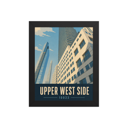 Framed Upper West Side Manhattan glass tower poster with 10023 zip code