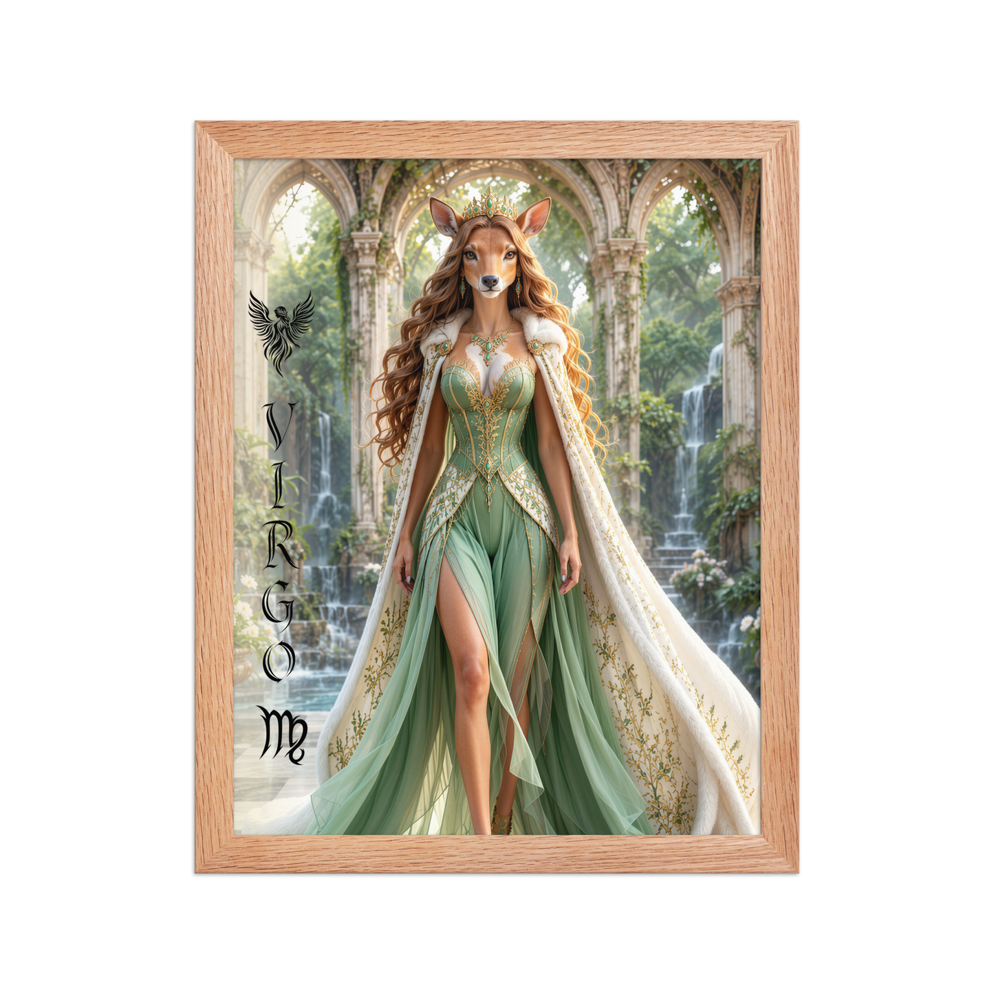 Virgo woman deer queen framed poster