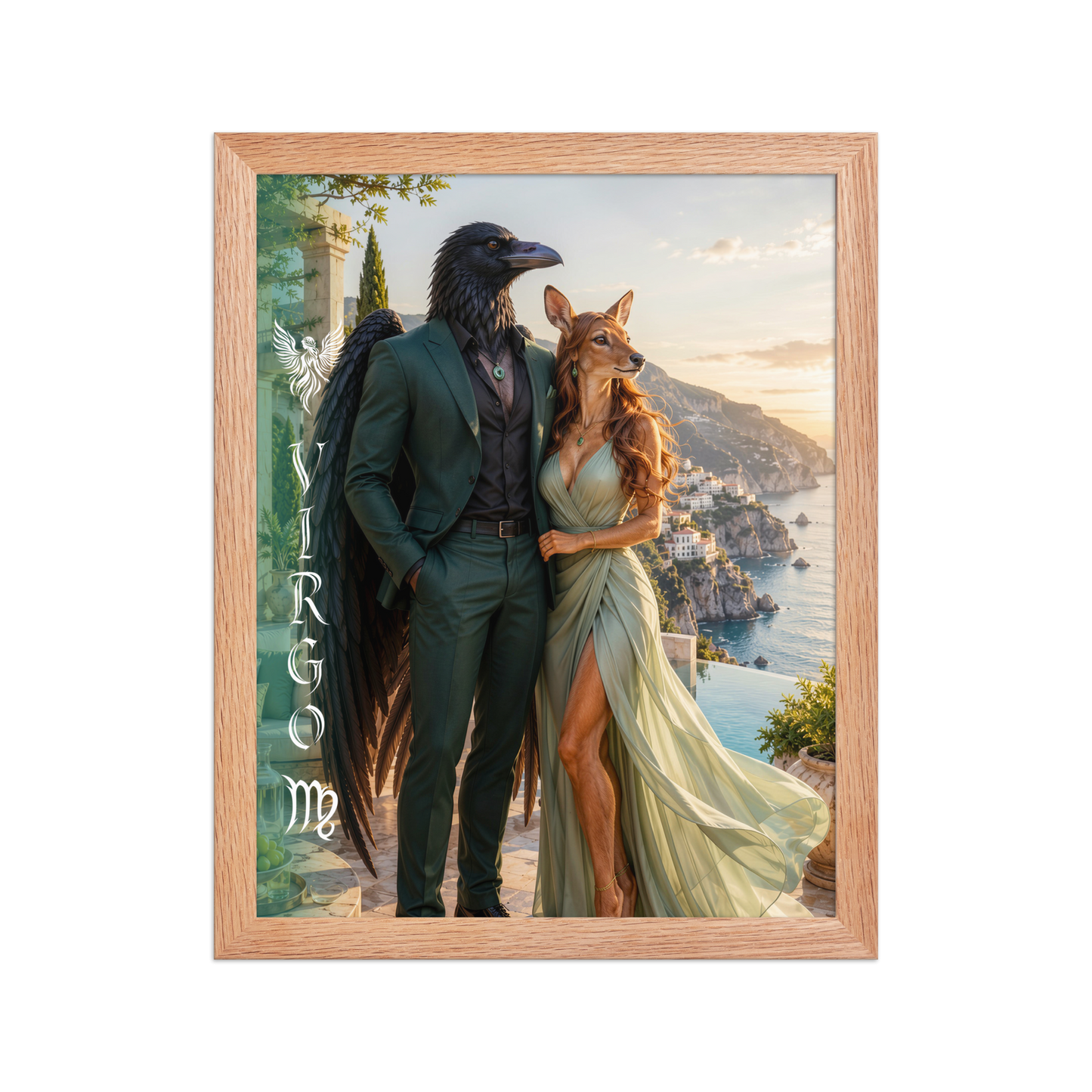 Virgo power couple framed poster with raven king and deer queen