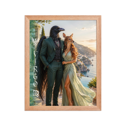 Virgo power couple framed poster with raven king and deer queen