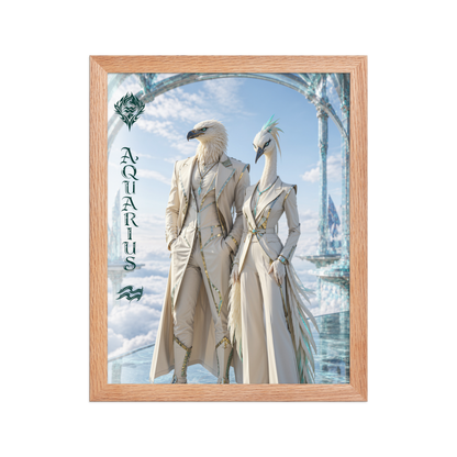 Framed Aquarius power couple poster with eagle king and crane queen