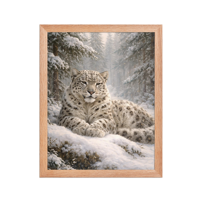 Snow Leopard Winter Calm Framed Poster
