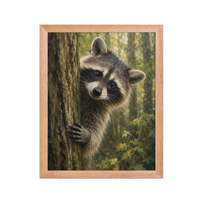 Raccoon Curiosity Framed Poster