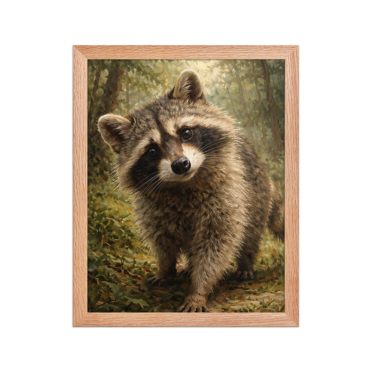 Raccoon Forest Curiosity Framed Poster