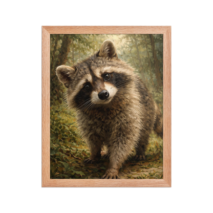 Raccoon Forest Curiosity Framed Poster