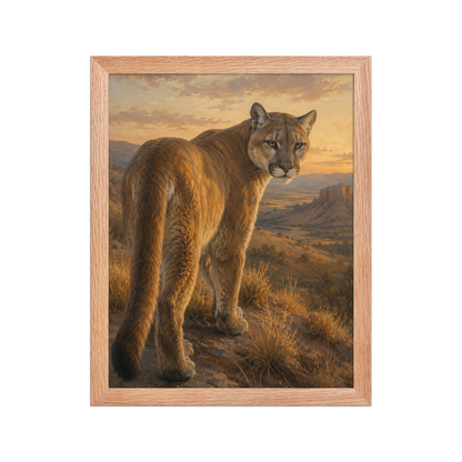 Mountain Lion Sunset Pride Framed Poster