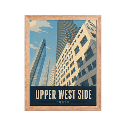 Framed Upper West Side Manhattan glass tower poster with 10023 zip code