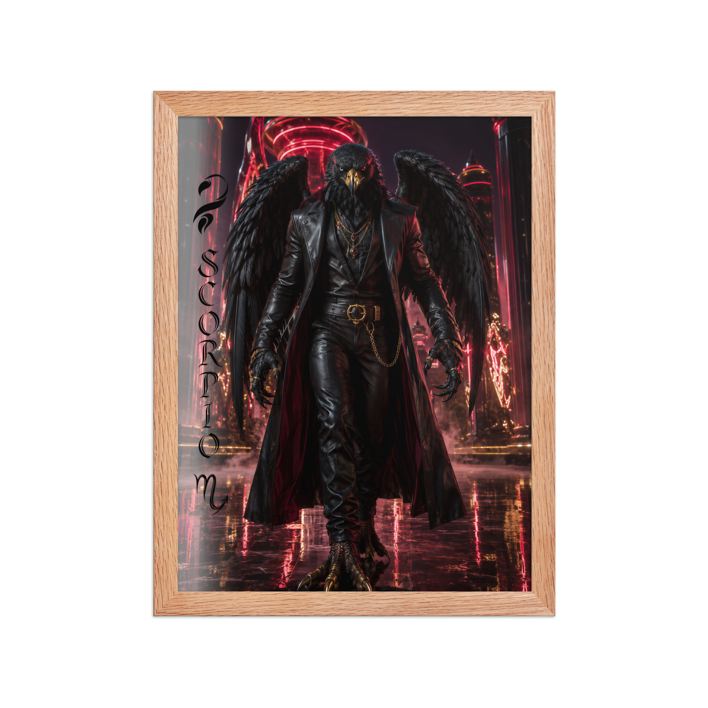 Scorpio man black eagle framed poster