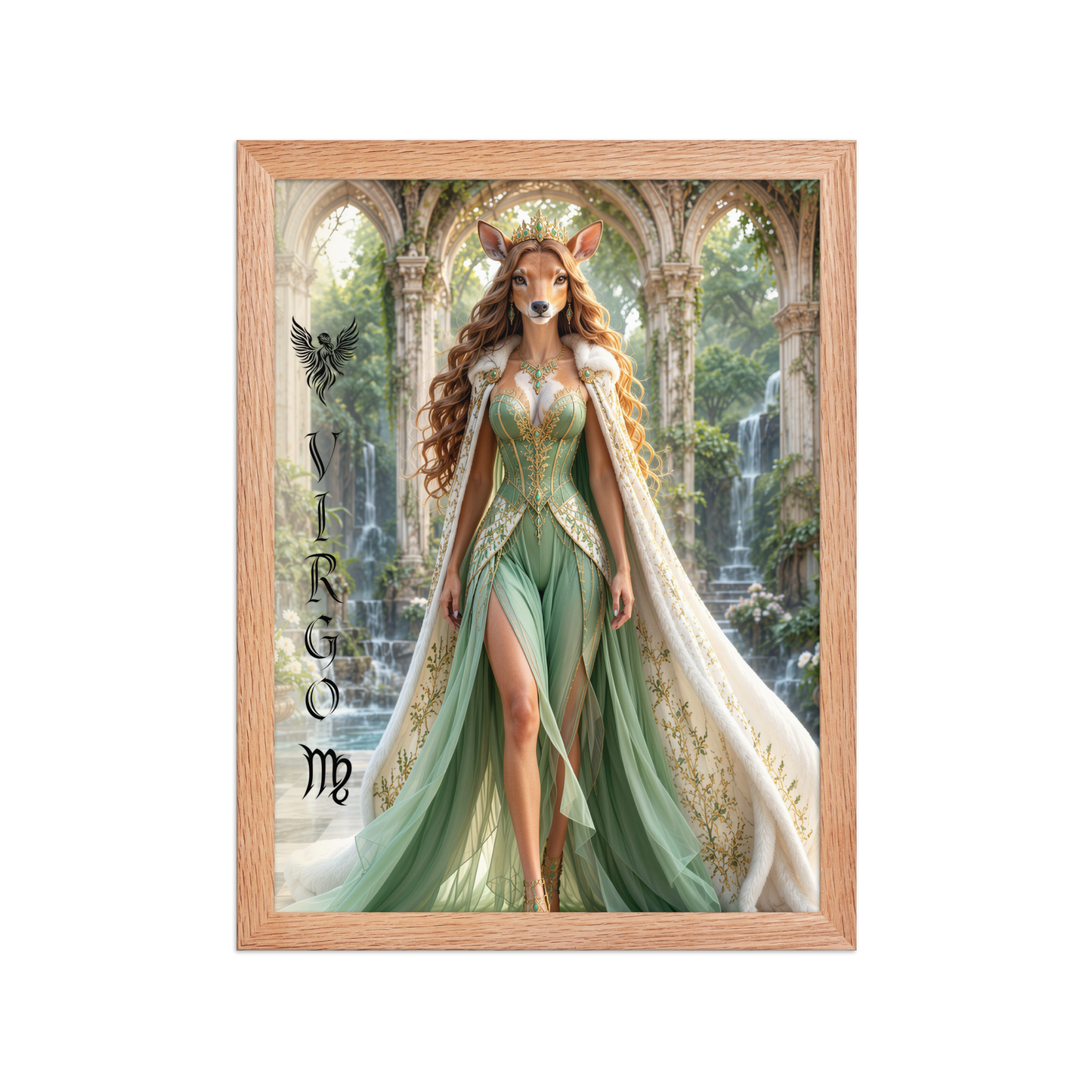 Virgo woman deer queen framed poster