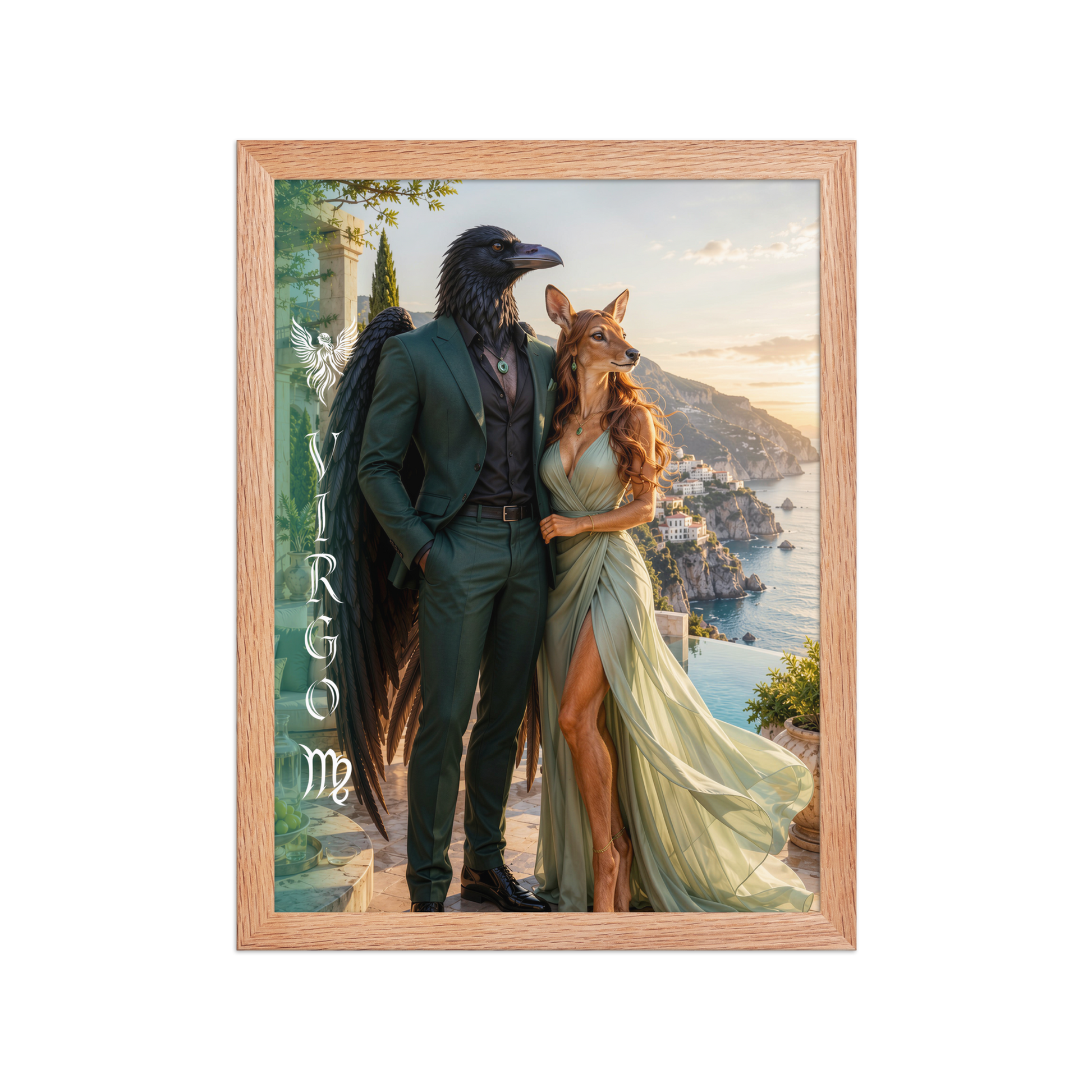 Virgo power couple framed poster with raven king and deer queen