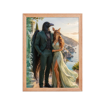 Virgo power couple framed poster with raven king and deer queen