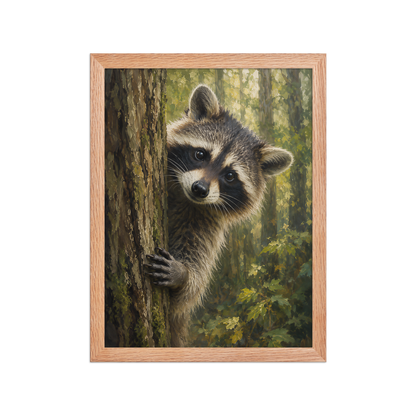 Raccoon Curiosity Framed Poster