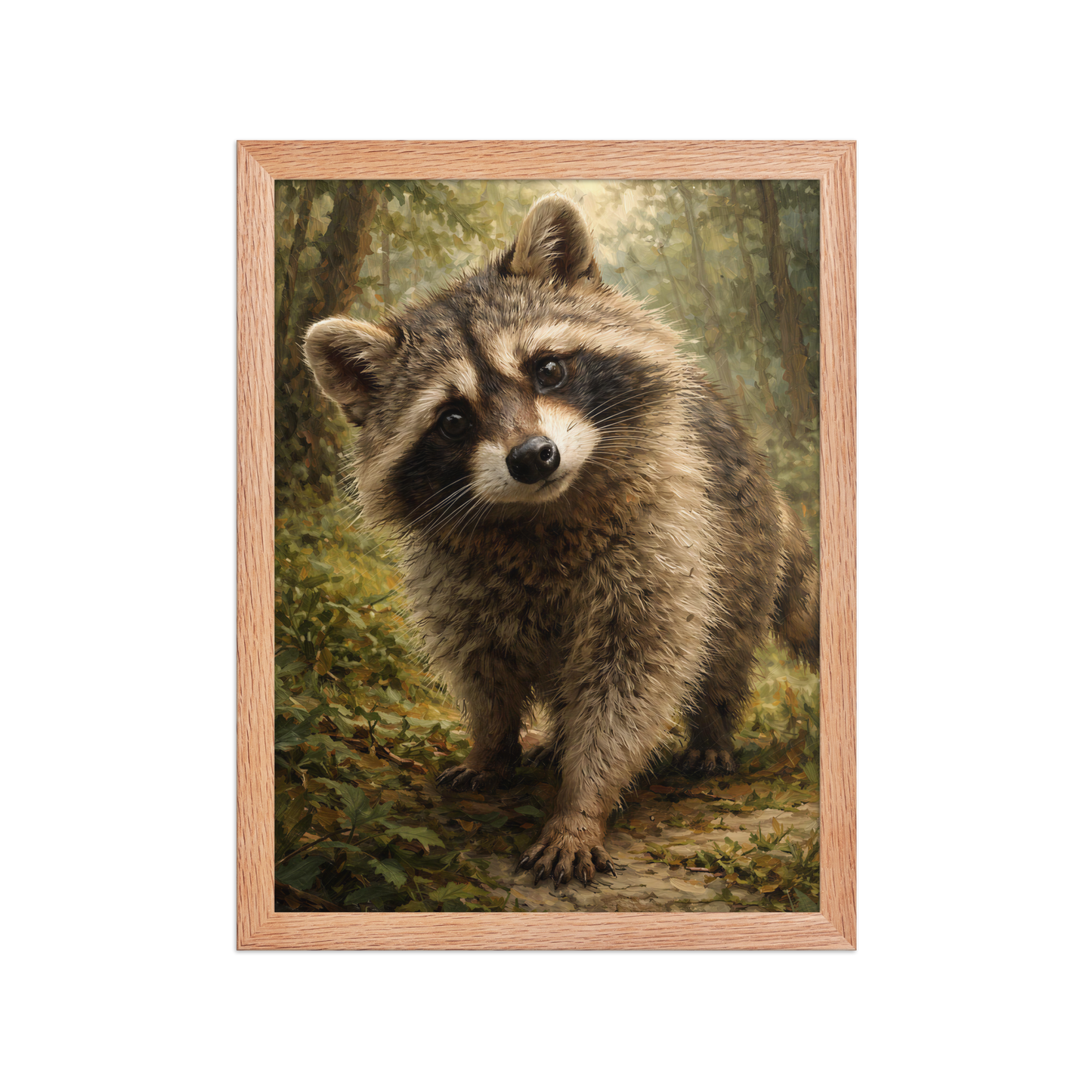 Raccoon Forest Curiosity Framed Poster
