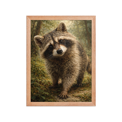 Raccoon Forest Curiosity Framed Poster