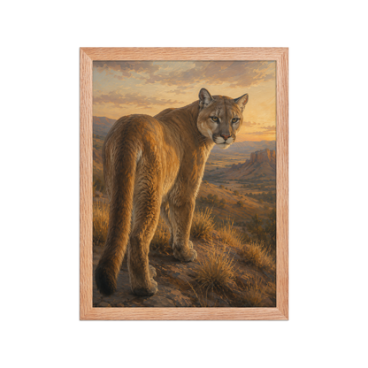 Mountain Lion Sunset Pride Framed Poster