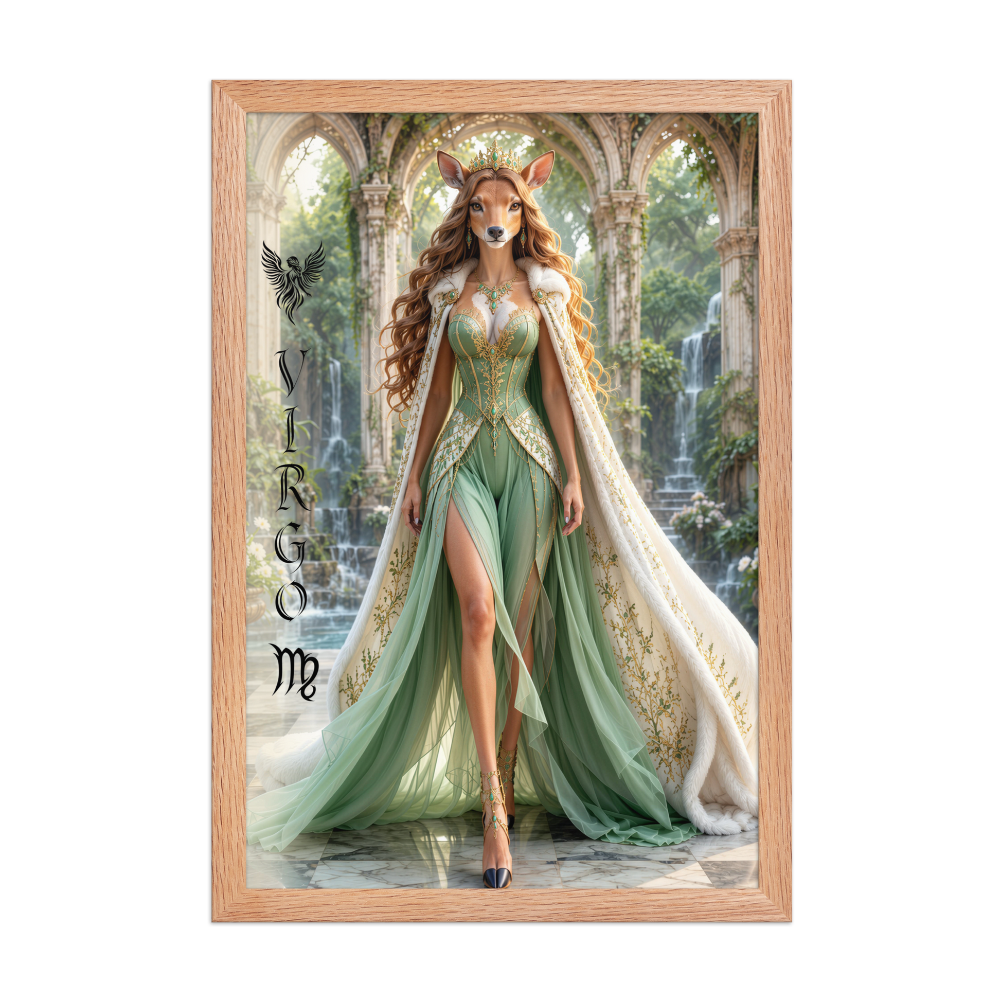 Virgo woman deer queen framed poster