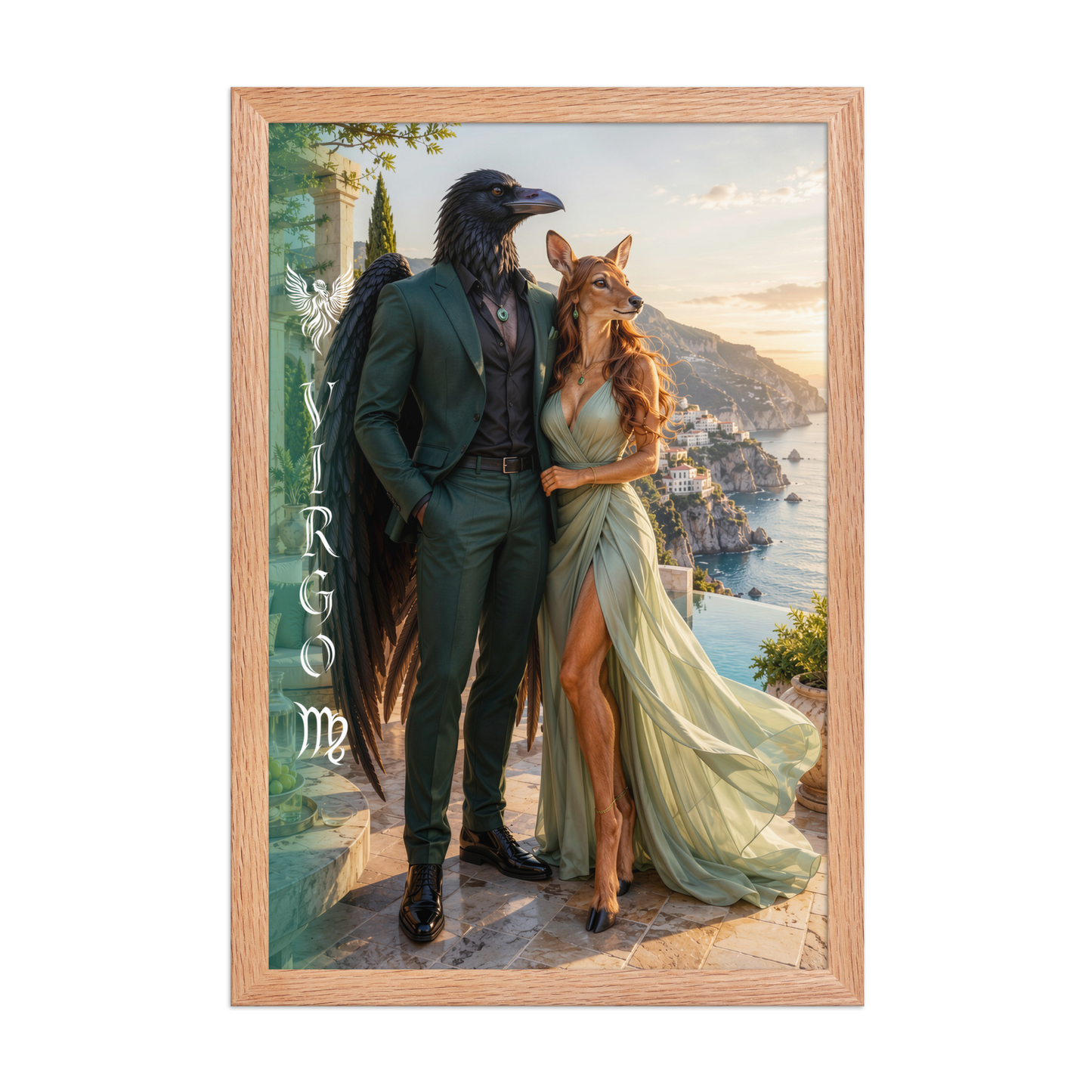 Virgo power couple framed poster with raven king and deer queen