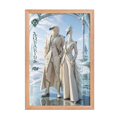 Framed Aquarius power couple poster with eagle king and crane queen