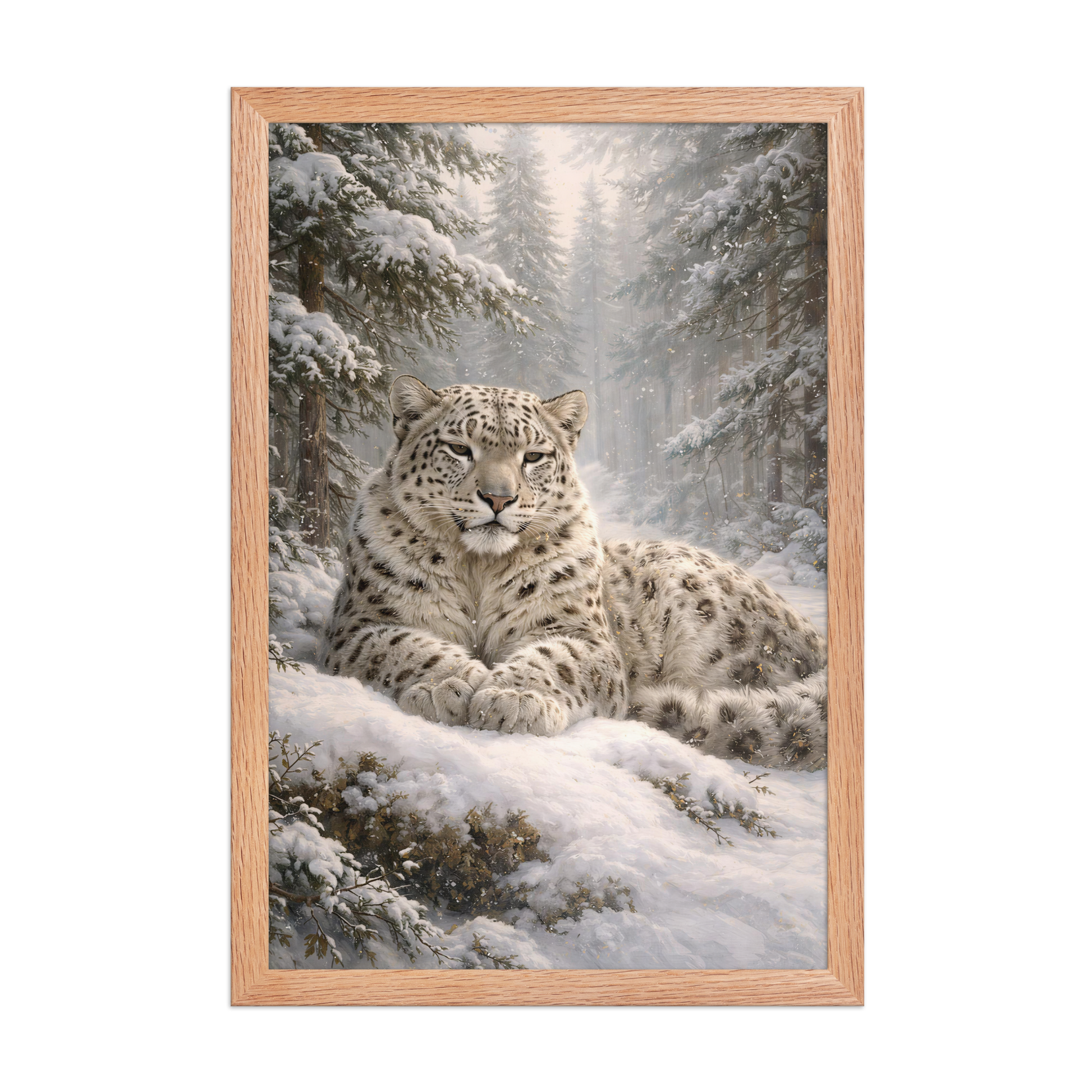 Snow Leopard Winter Calm Framed Poster