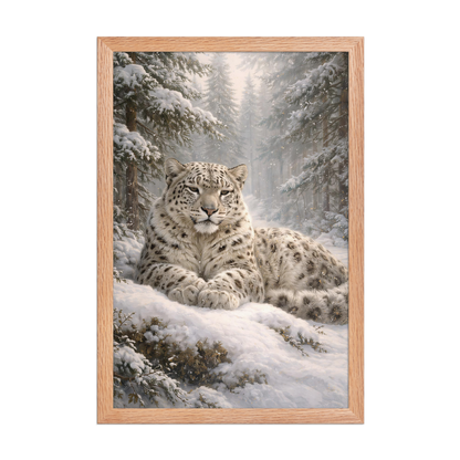 Snow Leopard Winter Calm Framed Poster
