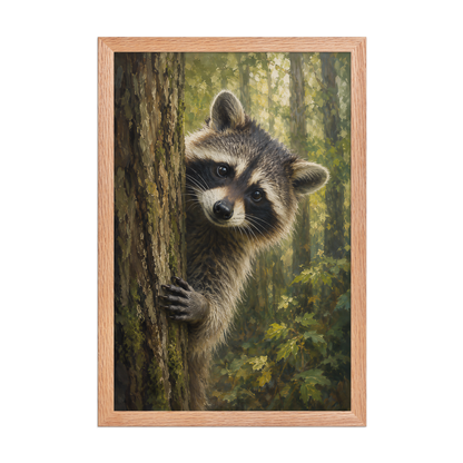 Raccoon Curiosity Framed Poster