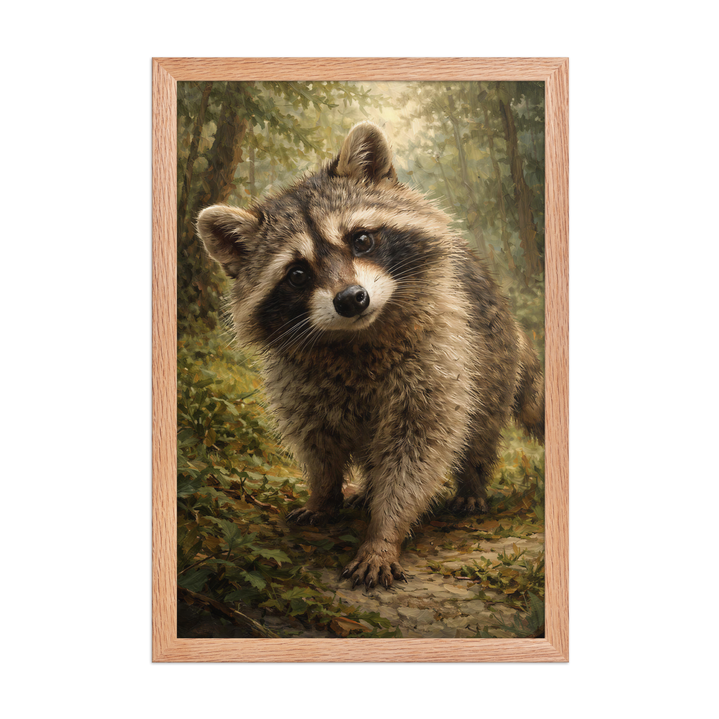 Raccoon Forest Curiosity Framed Poster